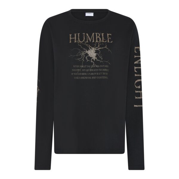 Humble langærmet sort t-shirt med print og skrift HELLAHBS L/S TEE Black