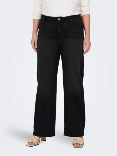 ONLY Carmakoma CARWILLY HW WIDE JEANS | Black Denim
