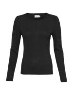 Moss Copenhagen basic langærmet sort t-shirt rund halsudskæring MSCHNesmina Top black