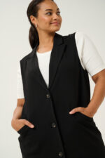 Kaffe Curve Black KCmerla Long Waistcoat lang sort vest