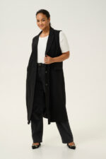 Kaffe Curve Black KCmerla Long Waistcoat lang sort vest