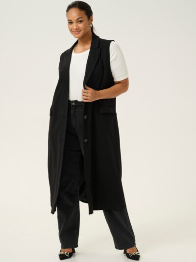 Kaffe Curve Black KCmerla Long Waistcoat lang sort vest