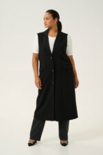 Kaffe Curve Black KCmerla Long Waistcoat lang sort vest