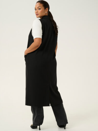 Kaffe Curve Black KCmerla Long Waistcoat lang sort vest