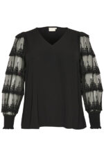 Kaffe Curve Black KCellis Blouse sort bluse med blonder