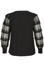 Kaffe Curve Black KCellis Blouse sort bluse med blonder