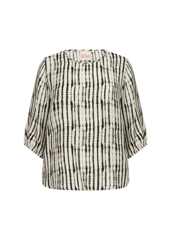Wasabi Cream Blouse WA-VARINKA 1 mønstret bluse