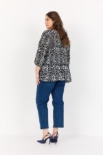 leo bluse sort hvid 3/4 ærmer. Wasabi 9999C BLACK COMBI BLOUSE-W WA-VANJA 1