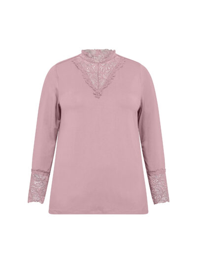 Wasabi Woodrose Blouse WA-STELLA 8 rosa bluse med blonder