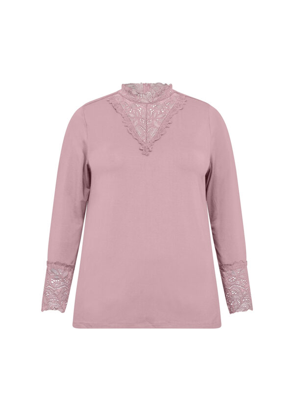 Wasabi Woodrose Blouse WA-STELLA 8 rosa bluse med blonder