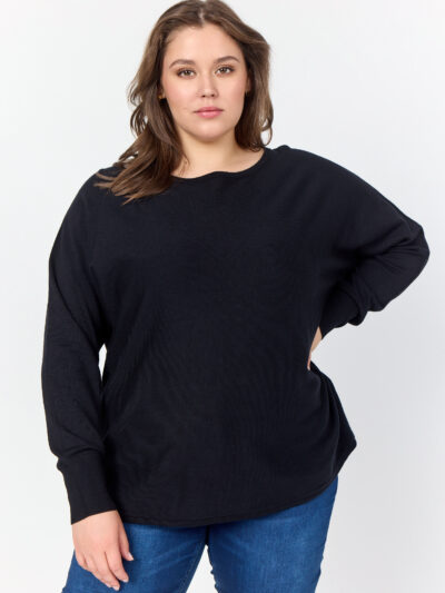 Wasabi Black Pullover WA-SAMANDA 1 sort striktrøje knapper ned langs ryggen