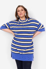 Wasabi Blue Pullover WA-SAMANDA STRIPE 2 stribet strik