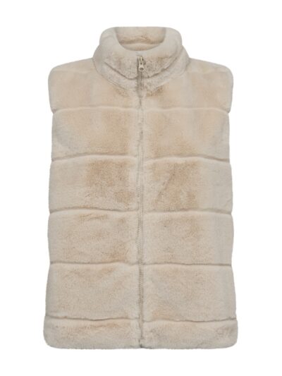 Freequent beige vest i imiteret pels med lynlås FQFOXY-WAISTCOAT Moonbeam