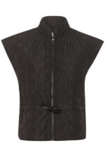 Sort quiltet vest med justerbar snøre i taljen Kaffe KAtanja Waistcoat Black