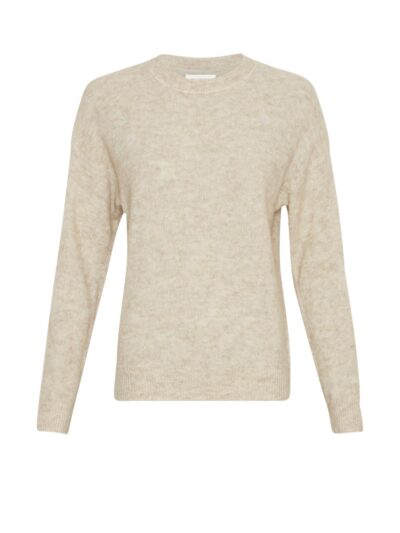 MSCHFestina Hope Pullover Oatmeal Melange beige strik med ribkanter