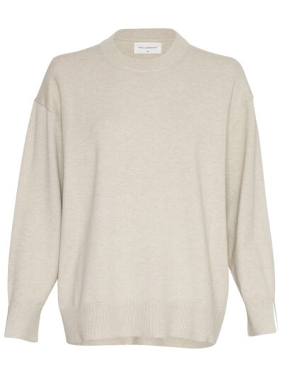 Moss Copenhagen MSCHMaura Rachelle Pullover Oatmeal Melange beige strik med en løs pasform og ribkanter