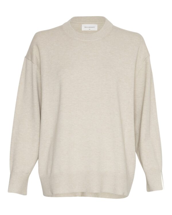 Moss Copenhagen MSCHMaura Rachelle Pullover Oatmeal Melange beige strik med en løs pasform og ribkanter