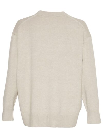 Moss Copenhagen MSCHMaura Rachelle Pullover Oatmeal Melange beige strik med en løs pasform og ribkanter