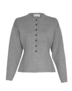 Moss Copenhagen MSCHMirielle Hasle Cardigan MGM figursyet grå cardigan med små sorte knapper