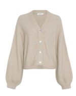 Moss Copenhagen MSCHPetrinelle Hope Cardigan beige cardigan med v-hals, ballonærmer og knappelukning