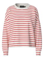 langærmet stribet t-shirt i rød og hvid PIECES PCCHILLI LS SWEAT STRIPES NOOS BC