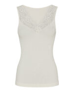 Hvis rib top med v-hals blondekant Tim & Simonsen Belen rib v-lace Top Ivory