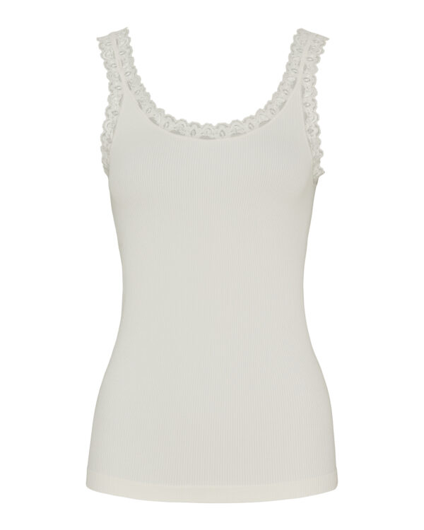 Hvis rib top med blondetaljer ved stropperne Tim & Simonsen Frida rib Top Ivory