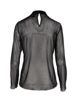 NÜ Black Xantal Blouse RECYCLED langærmet sort bluse i mesh med høj krave