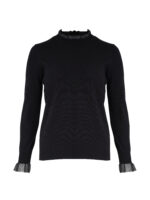 NÜ Black mix Xyrienne Blouse knit langærmet sort bluse i strik med gennemsigtige detaljer ved ærmerne