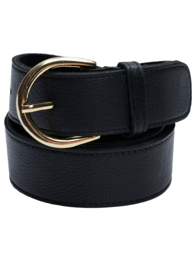 Sort læderbælte med guldspænde Tim & Simonsen Anni Jeans belt Black-gold