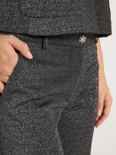 Glitrende sorte bukser med lommer fra Freequent FQNANNILUX-PANTS Black w. Silver