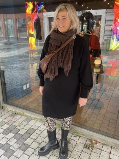 ONLY Carmakoma Black Midi Dress CARFRIDA LIFE LS HIGHNECK DRESS KNT