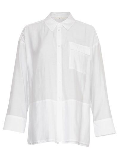 Hvid skjorte let gennemsigtig oversize look enkelt brystlomme MOSS Copenhagen MSCHBarrington Shirt White