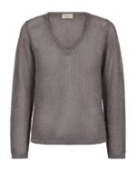 Let gennemsigtig metallic strik med v-hals. Freequent FQTERNE-PULLOVER Grey w Silver