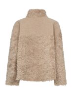 vendbar beige jakke i ruskind og faux fur med frontlommer. Freequent FQBAMBI-JACKET Moonbeam