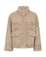 vendbar beige jakke i ruskind og faux fur med frontlommer. Freequent FQBAMBI-JACKET Moonbeam