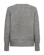 Ryggen af Grå strik med perleknapper. FQPEARL-CARDIGAN | Medium Grey mlg.