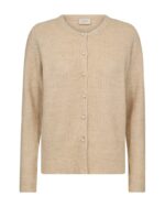 Beige cardigan med perleknapper. FQPEARL-CARDIGAN Moonbeam Melange