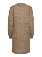 kort brun strikkjole lange ærmer. PIECES PCELLEN LS O-NECK Knit Dress fossil