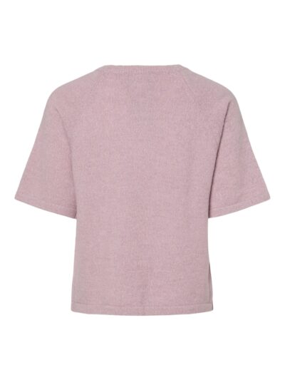 kortærmet lyserød strik t-shirt PIECES PCMIKELA SS O-NECK KNIT Dawn Pink