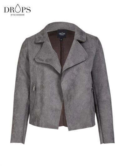 kort grå jakke med revers krave og åben foran NÜ Ydine Jacket grey