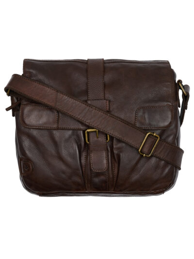 Brun skuldertaske i læder med små og store opbevaringsrum og gulddetaljer fra Tim & Simonsen Wanda work bag Brown