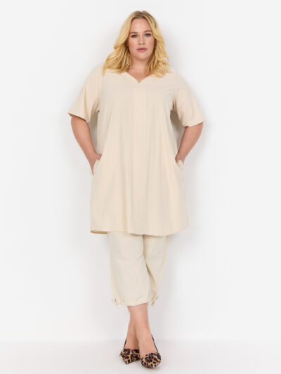 sandfarvet tunika med lommer Wasabi WA-ERICA 7 Sand
