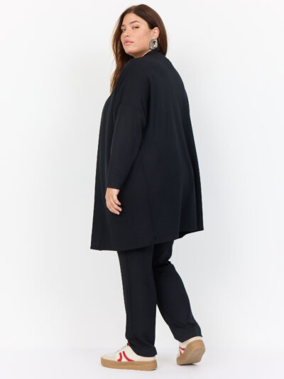 plussize mellemlang sort cardigan med sjalskrave. Wasabi WA-SABINA 23 Black