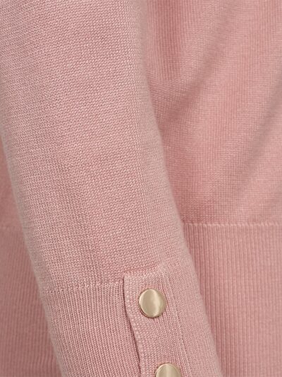 closeup lyserød langærmet bluse med rullekrave Freequent FQKATIE-PULLOVER Misty Rose