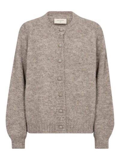 Kort beige cardigan med knapper Freequent FQLOUISA-CARDIGAN Desert Taupe Melange