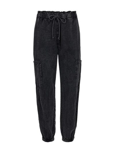 bukser med denim look og elastik i taljen og buksekant. Freequent FQDELY-PANTS Black