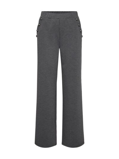 grå bukser med pynteknapper langs sidelommerne Freequent FQNANNI-PANTS Dark Grey Melange