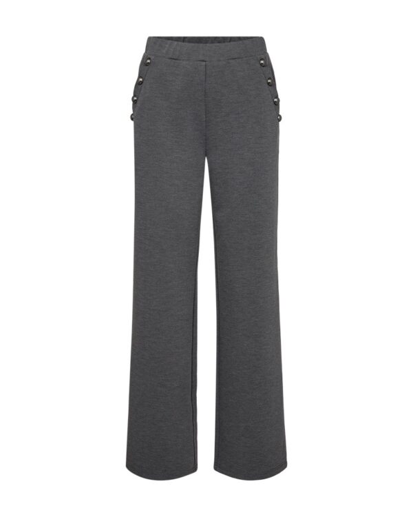 grå bukser med pynteknapper langs sidelommerne Freequent FQNANNI-PANTS Dark Grey Melange