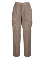brune bukser med snøre og elastik i taljen og udvendige lommer. NÜ Yui 7/8 Trousers Mud 8313-10